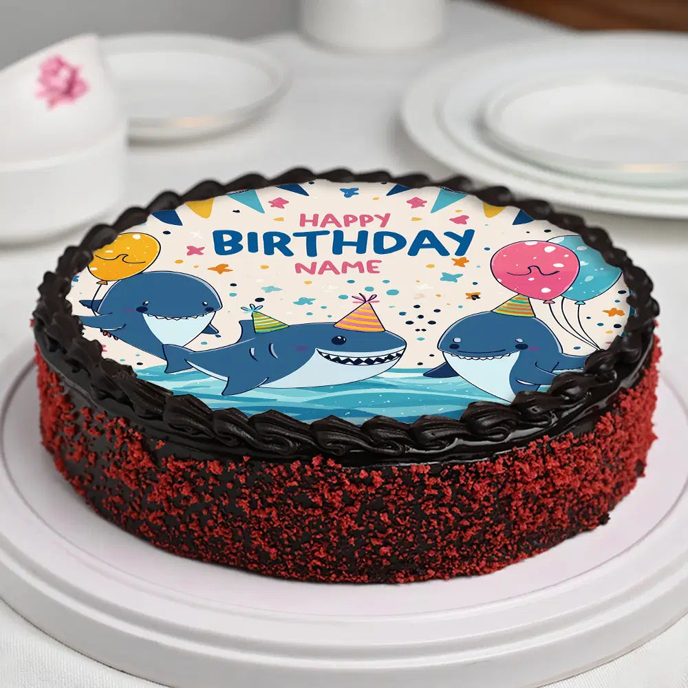 Chocolate flavoured Shark Theme Birthday Cake